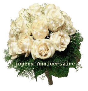 Gif animé joyeux anniversaire roses blanches